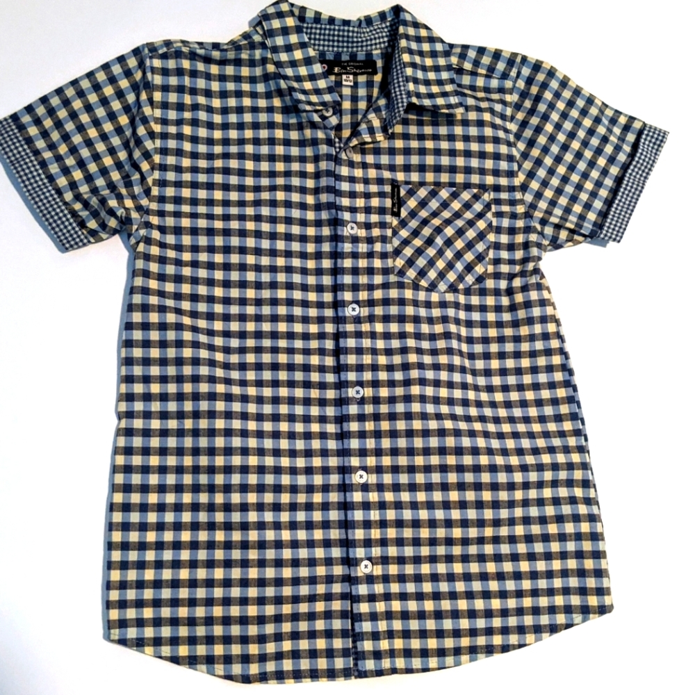 Ben Sherman Blue & Yellow Dress Shirt Sz 10/12